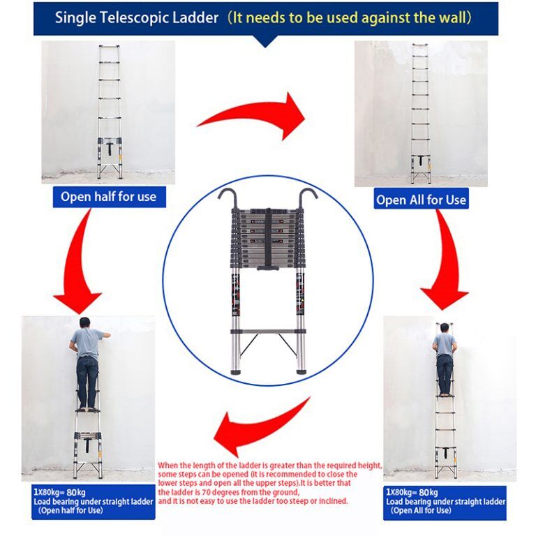 Pole Single Telescopic Ladder with Hook3