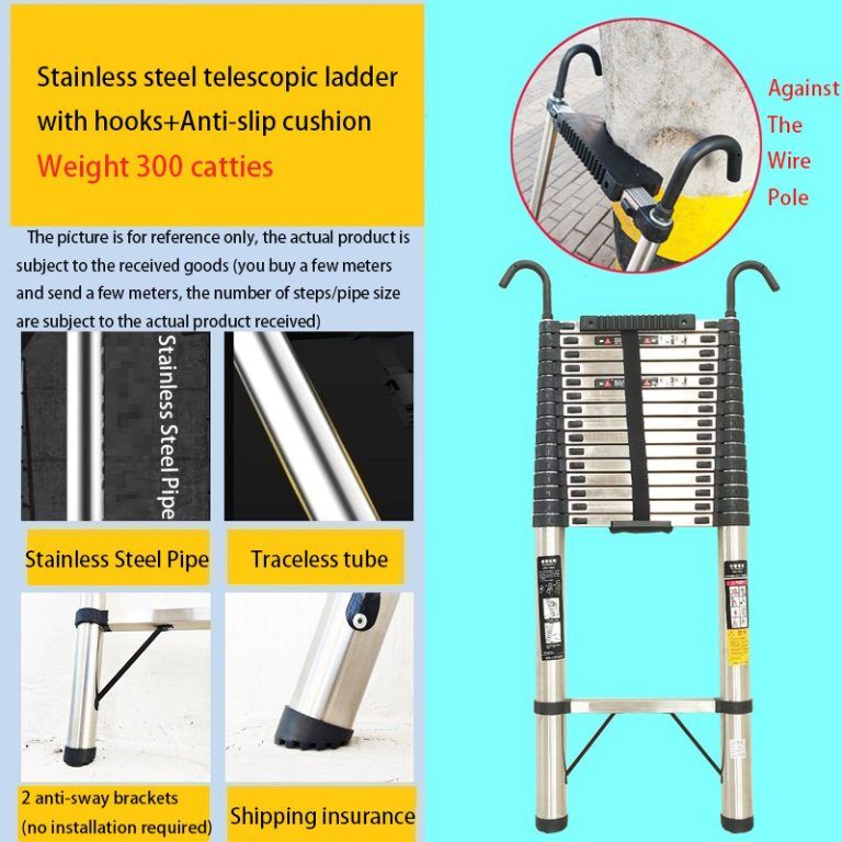 Pole Single Telescopic Ladder with Hook5