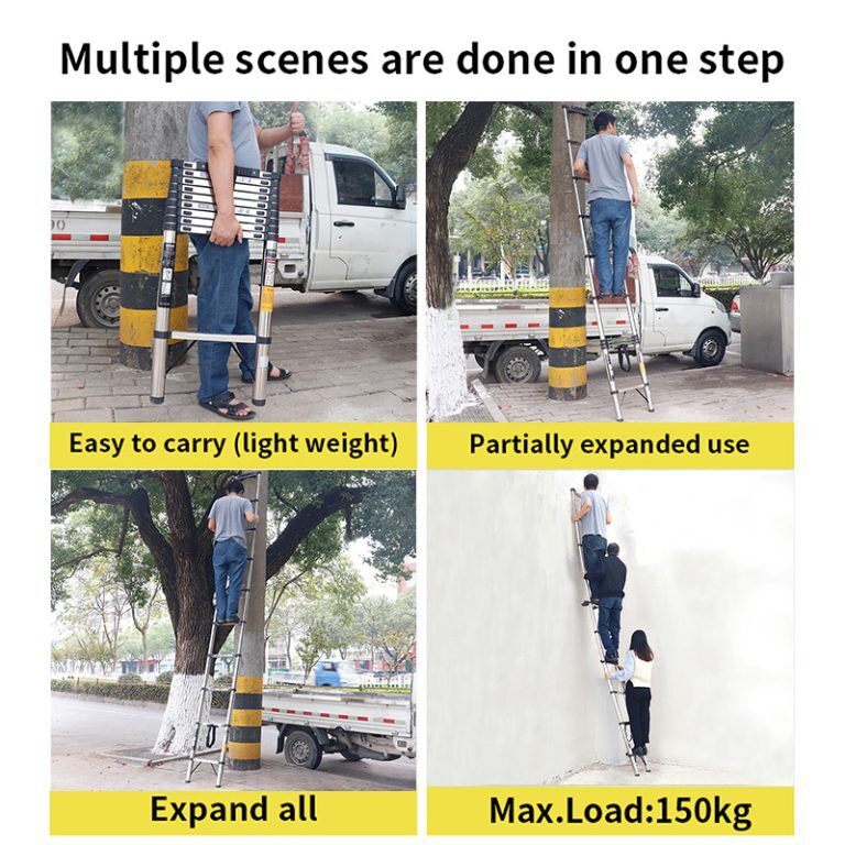 Pole Stainless Steel Single Telescopic Ladder2