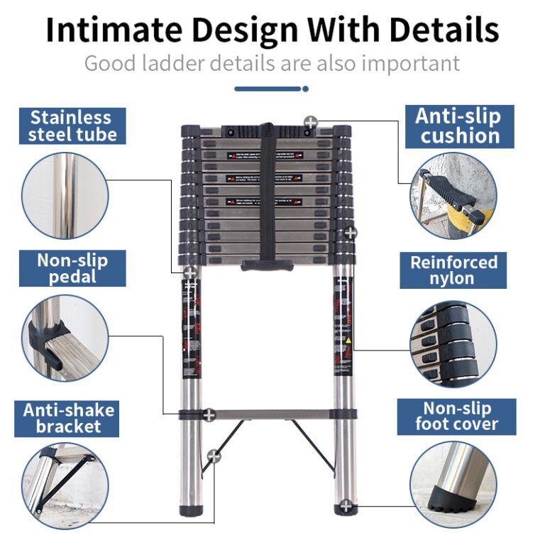 Pole Stainless Steel Single Telescopic Ladder4