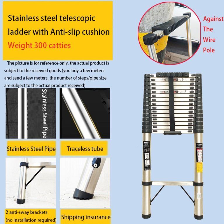 Pole Stainless Steel Single Telescopic Ladder5