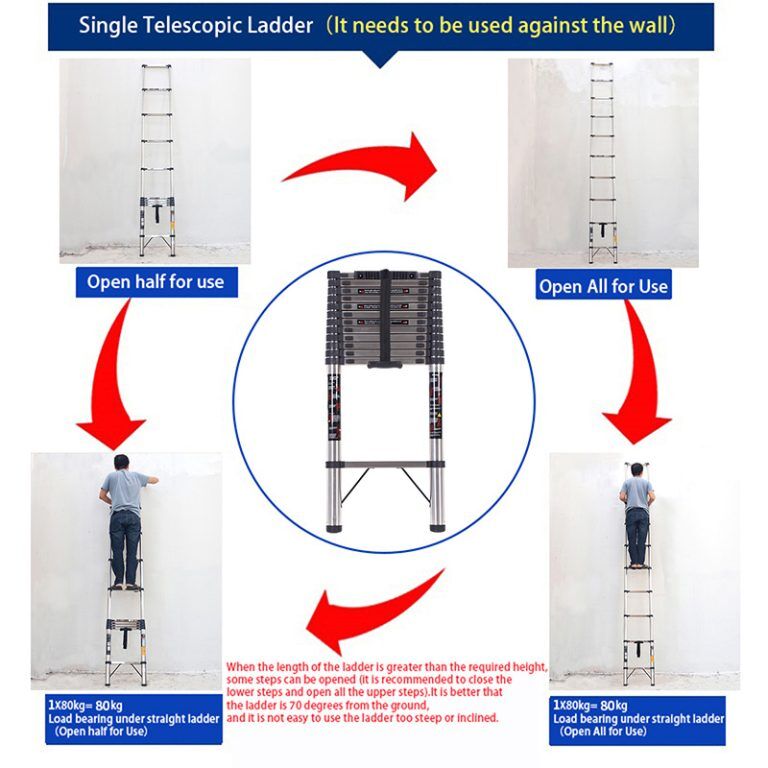 Pole Stainless Steel Single Telescopic Ladder3